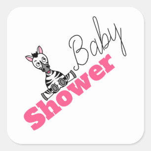Sticker Carré Baby Zebra, Baby shower