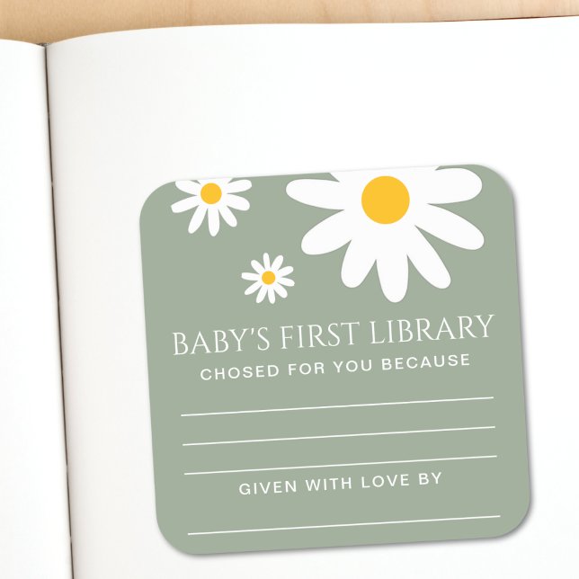 Sticker Carré Baby's first Library Baby Shower  (Créateur téléchargé)