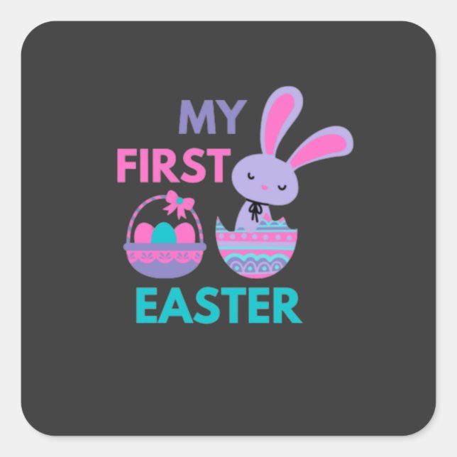Sticker Carré Babys First Paster Funny Rabbit (Devant)