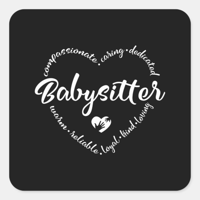 Sticker Carré Babysitter, baby sitter, nounou, au pair (Devant)