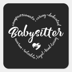 Sticker Carré Babysitter, baby sitter, nounou, au pair