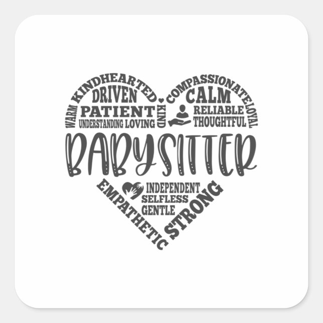 Sticker Carré Babysitter, baby sitter, nounou, au pair (Devant)