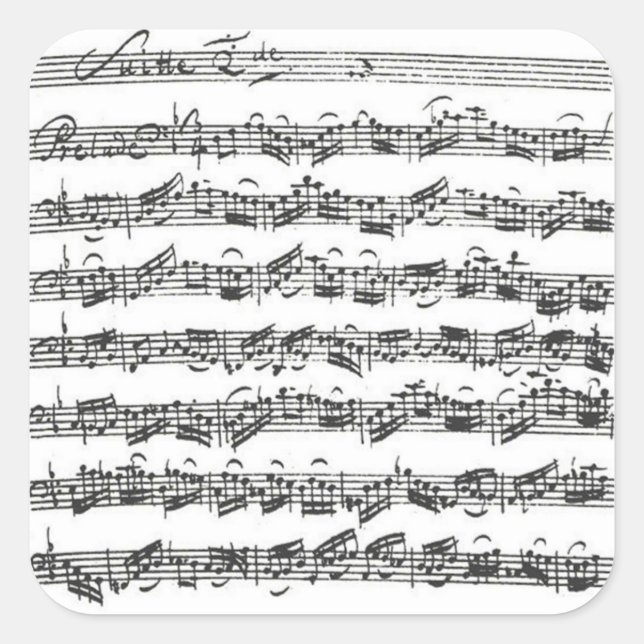 Sticker Carré Bach Cello Suite Manuscript (Devant)