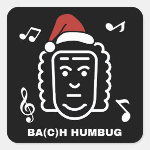 Sticker Carré BACH Drôle de compositeur de musique classique Noë
