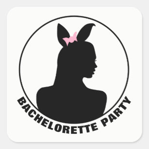 Sticker Carré Bachelorette de fille lapin rose