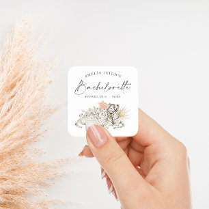 Sticker Carré Bachelorette Tropical Boho Tigers