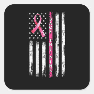 Sticker Carré Back The Pink Ribbon American Flag Breast Cancer A