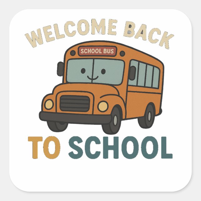 Sticker Carré Back to School – Cute and Funny School  (Devant)