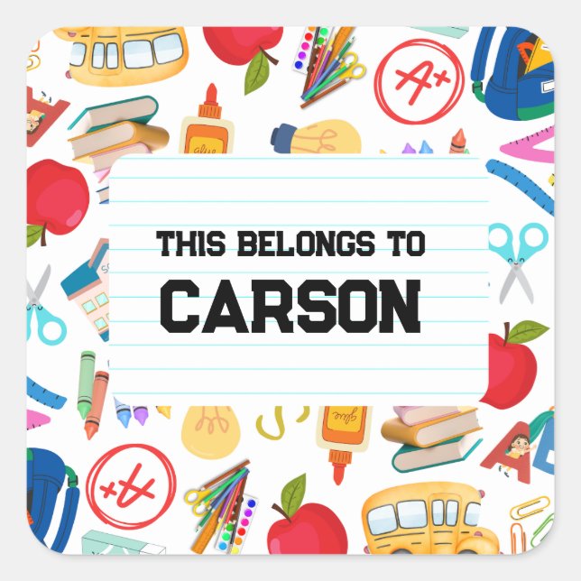 Sticker Carré Back To School Supplies (Devant)