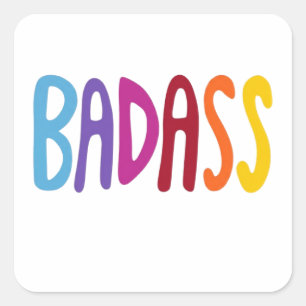 Sticker Carré BADASS Lettrage Amusant Coloré