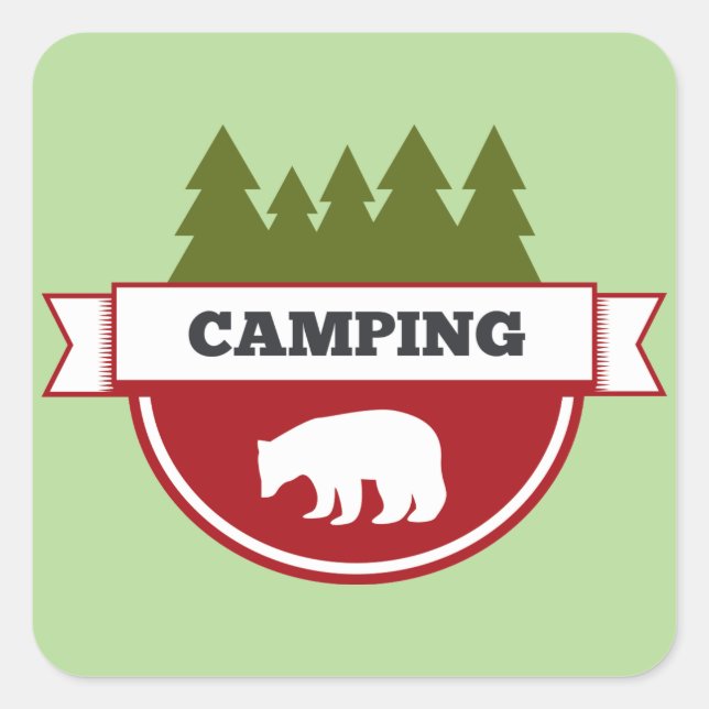 Sticker Carré Badge Bear Camping (Devant)