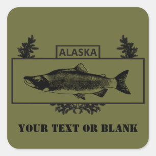 Sticker Carré Badge de pêcheur de combat de l'Alaska
