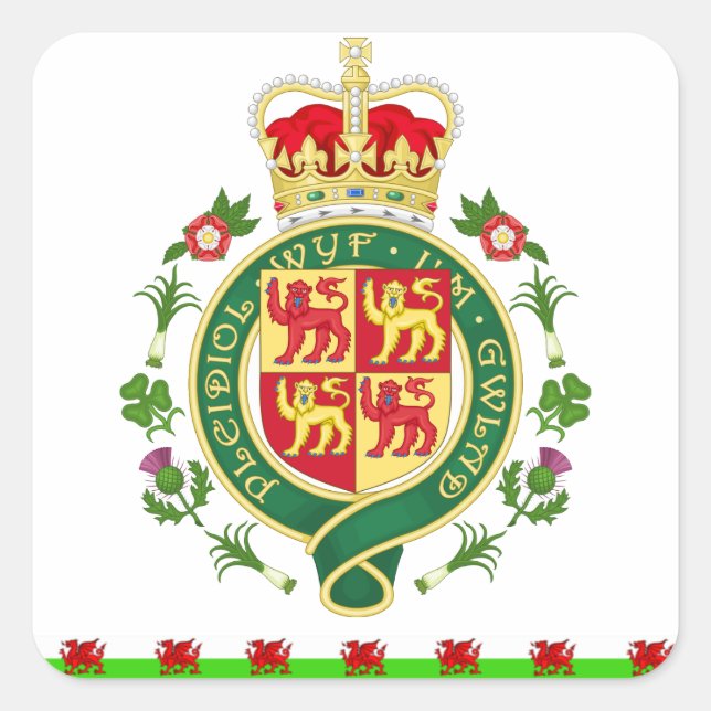 Sticker Carré Badge royal du Pays de Galles (Devant)