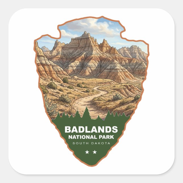 Sticker Carré Badlands National Park Arrowhead (Devant)