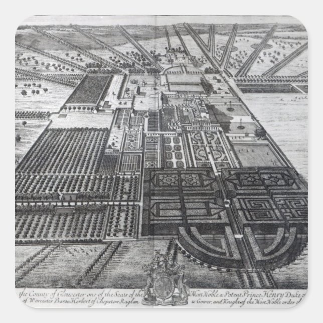 Sticker Carré Badminton House dans le comté de Gloucester (Devant)