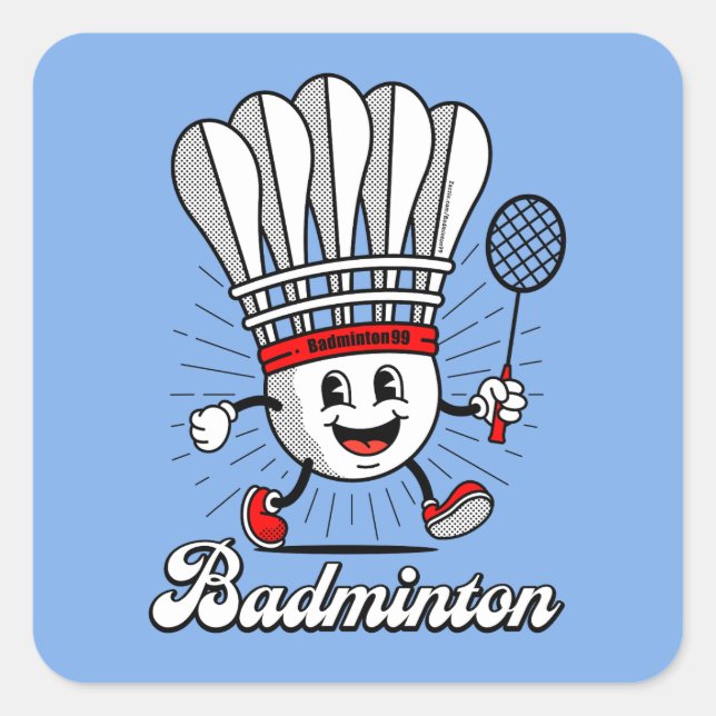 Sticker Carré Badminton Mascot Classic (Devant)