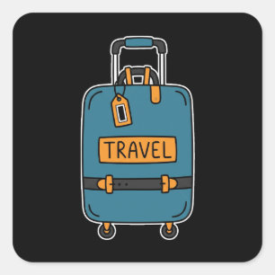 Sticker Carré Bagages Doodle Minimaliste
