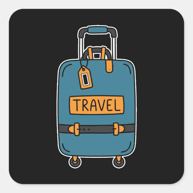 Sticker Carré Bagages Doodle Minimaliste (Devant)