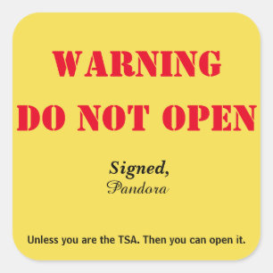 Sticker Carré Bagages "Ne pas ouvrir"