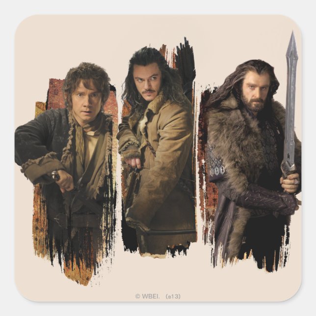 STICKER CARRÉ BAGGINS™, BARD THE BOWMAN™ & THORIN OAKENSHIELD™ (Devant)