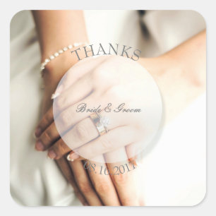 Sticker Carré Bague de diamant de mariée modifiable mariage-merc