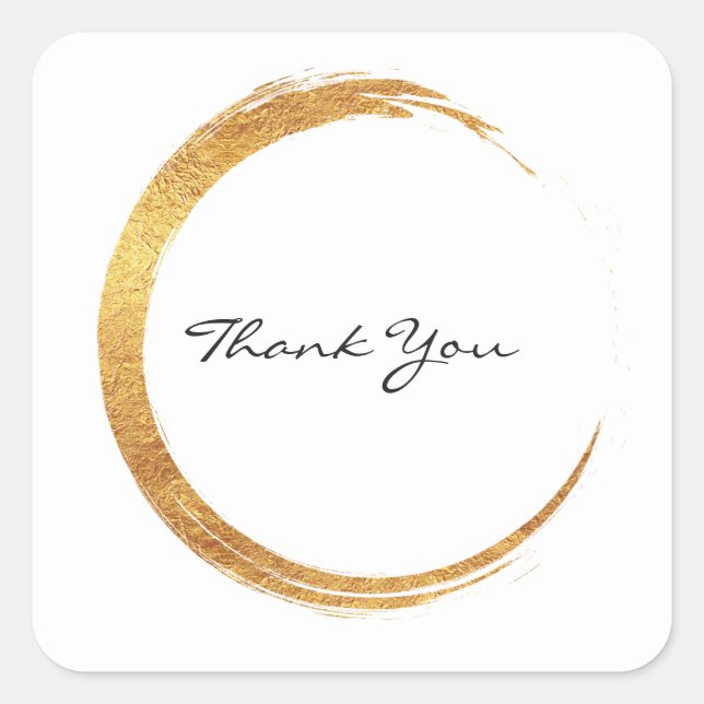 Sticker Carré Bague d'or en Merci noir blanc (Devant)
