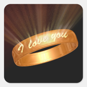 Sticker Carré Bague en or "Je t'aime"