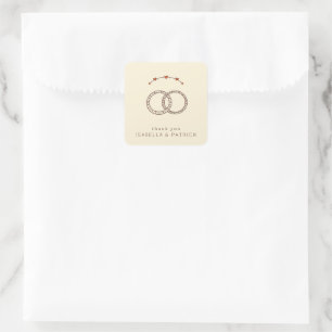 Sticker Carré Bagues de mariage minimalistes beige chaud