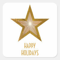 Baguette carré Gold Star 'Happy Holidays' blanc