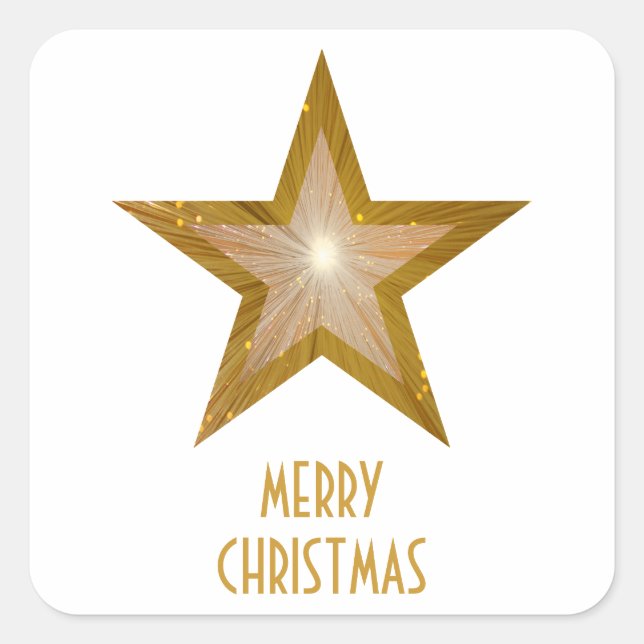 Sticker Carré Baguette carré Gold Star 'Joyeux Noël' (Devant)