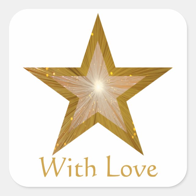 Sticker Carré Baguette carré Gold Star 'With Love' (Devant)