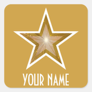 Sticker Carré Baguette carré "Gold" Star "Your Name" jaune