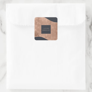 Sticker Carré Baguette carré luxueuse à vague rose or brillant
