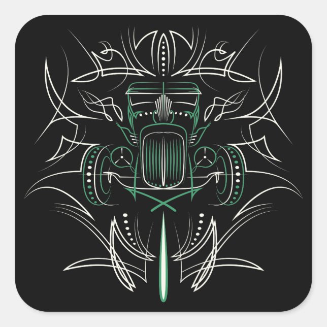 Sticker Carré Baguette chaude à rayures (Devant)