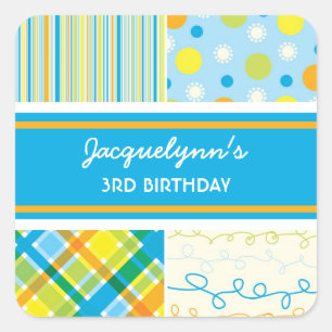 Sticker Carré baguette d'anniversaire de la plage bleu de fatfat