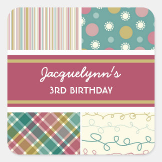 Sticker Carré baguette d'anniversaire Vintage rétro