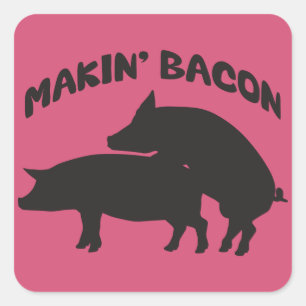 Sticker Carré Baguette de bacon de nouveauté amusante
