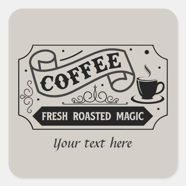 Sticker Carré Baguette de café personnalisable (Devant)