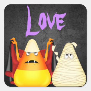 Sticker Carré Baguette Éffrayante Halloween Candy Corn LOVE Stic