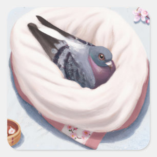 Sticker Carré Baguette japonaise Sakura Pigeon