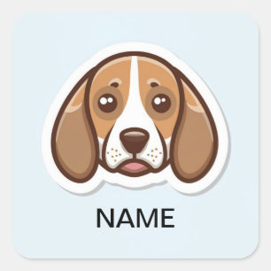 Sticker Carré Baguette personnalisée beagle chien carré autocoll
