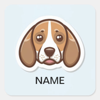 Sticker Carré Baguette personnalisée beagle chien carré autocoll