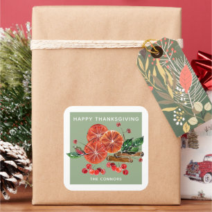 Sticker Carré Baguettes de cannelle en tranches d'orange d'autom