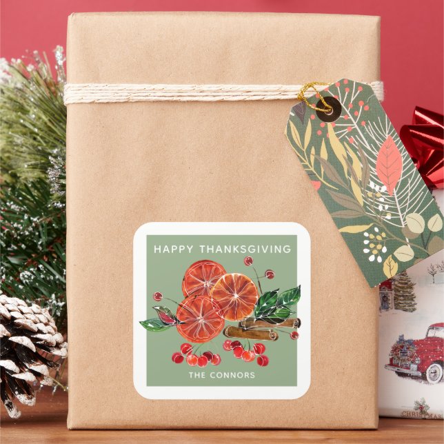 Sticker Carré Baguettes de cannelle en tranches d'orange d'autom (vacances)