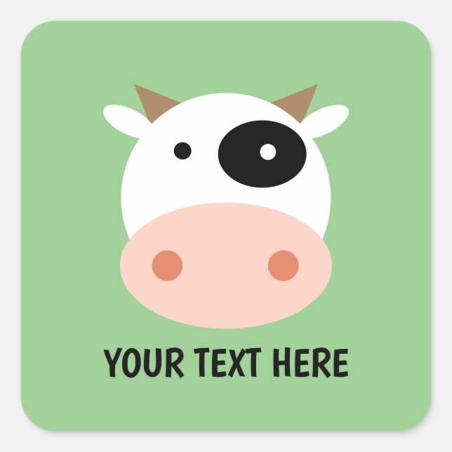 Sticker Carré Baguettes de dessin de vache mignonne (Devant)