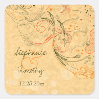 Sticker Carré Baguettes de mariage oranges et oliveraies