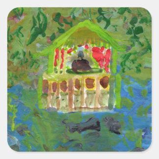 Sticker Carré Baguettes du pavillon de médiation pacifique