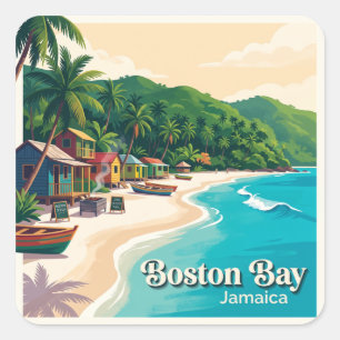 Sticker Carré Baie de Boston Port Antonio Jamaïque