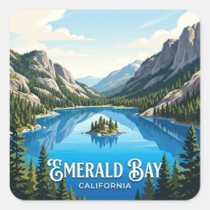 Sticker Carré Baie d'Émeraude, lac Tahoe Californie