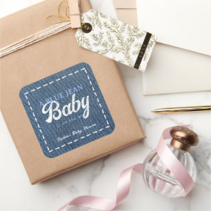 Sticker Carré Bain de bébé garçon en bleu marine Jean Baby
